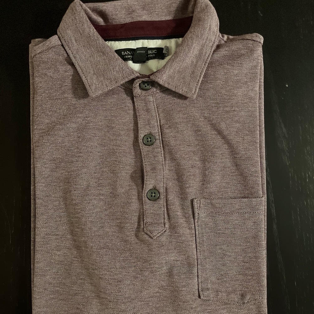 Banana Republic Heather Gray Polo Shirt Classic Cotton Blend